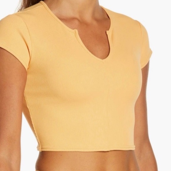 ALO Yoga Tops - ALO Yoga Yellow Crop Top Ribbed Top Size Large